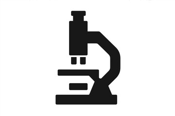 Minimalist black laboratory microscope used for scientific research and medical analysis