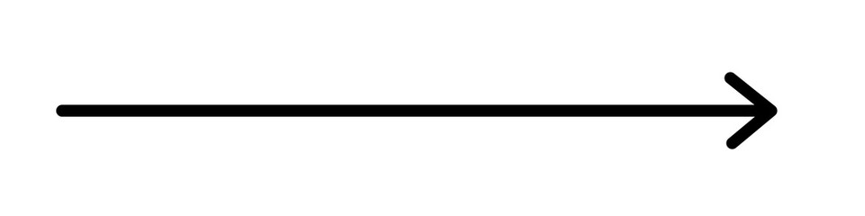 Black straight right arrow for infographic design, navigation icon, and modern direction indicator element