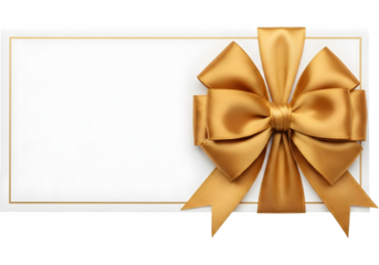 Elegant Gift Card with Golden Bow: Blank White Card with Gold Ribbon, Festive Occasion, Greeting Template
