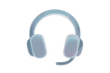 Modern headset with boom microphone representing customer support and digital communication isolated on white background © Andrei