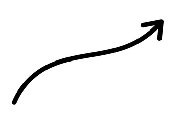 Black upward curved arrow on transparent background