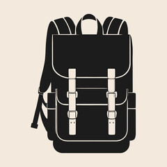 Backpack silhouette in trendy flat style isolated on grey background. Vector illustration.