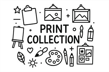 Fototapeta premium Doodle Art Collection. Print Collection. Hand-drawn doodle illustration of Print Collection. paper sheet,