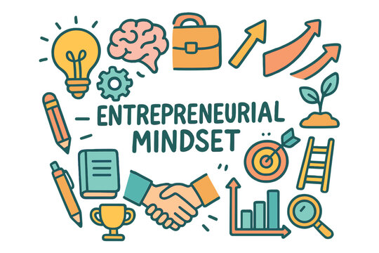 Entrepreneurial Mindset Doodle. Entrepreneurial mindset. Hand-drawn doodle illustration of Entrepreneurial