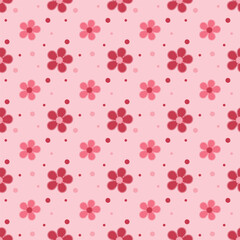 Cute retro pink and red flower seamless pattern for fabric, stationery, and wrapping paper designs