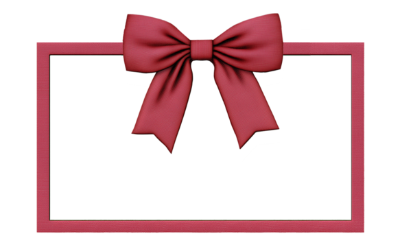 Red Ribbon Frame with Decorative Bow Isolated on Transparent Background