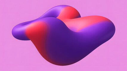 3D abstract gradient shape on pink background
