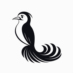 Black and white vector illustration of an eagle silhouette in flight, showcasing a wild bird's wing design