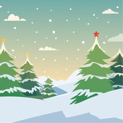 Fototapeta premium christmas background with fir tree and snow