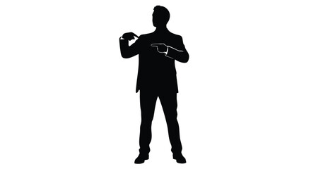 Silhouette of a confident man adjusting his sleeve, showcasing professionalism and attention to detail