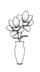 A colorful bouquet of flowers in a glass vase, featuring pink roses, yellow lilies, and purple orchids, is a beautiful vector illustration of nature's spring blossom