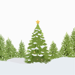 Fototapeta premium christmas background with fir tree and snow