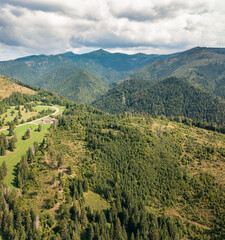 Scenic mountain range under clouds