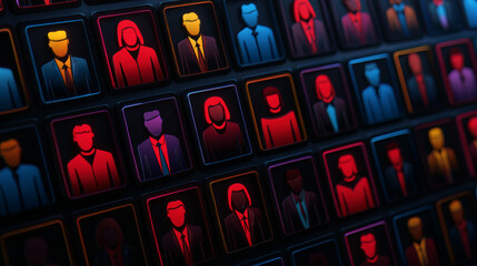 Diverse candidates represented in colorful grid, showcasing inclusive hiring strategy