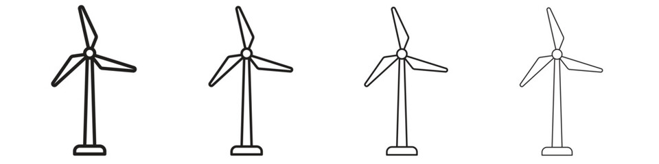 Wind turbine icons. editable stroke icon collection.