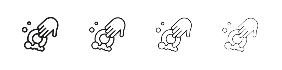 Washing dishes icons. editable stroke icon collection.