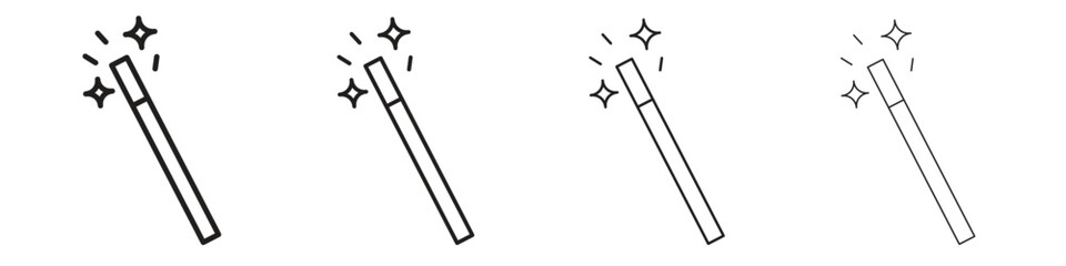 Wand icons. editable stroke icon collection.