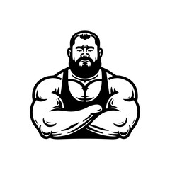 A muscular man character illustration representing strength and fitness, perfect for bodybuilding or gym themes.