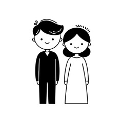 A simple design of a married couple standing together, symbolizing love and union.