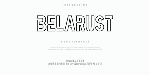 Belarust Abstract minimal modern alphabet fonts. Typography technology vector illustration