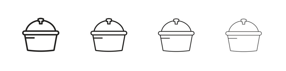 Stew pot icons. editable stroke icon collection.