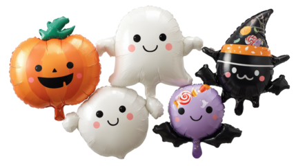 3D Halloween cupcake with pumpkin-shaped frosting swirl, little candy bats, isolated on a Transparent background, PNG file.