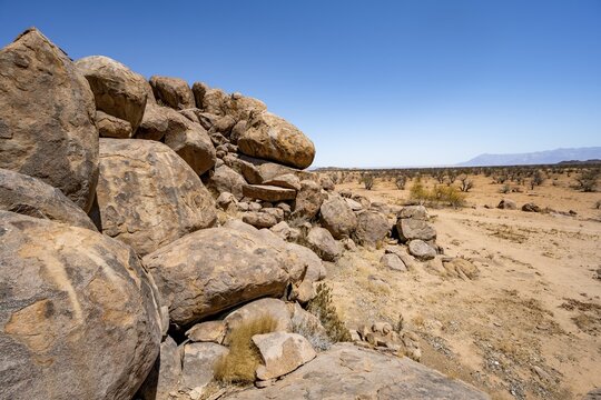 Hills with round smooth rocks, Damaraland, Kunene, Namibia