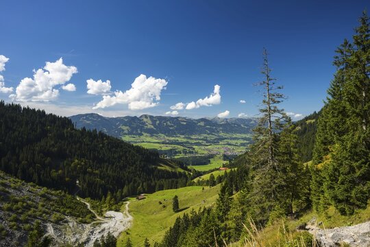 Illertal near Oberstdorf, behind the group of listeners, Allg&auml;u, Bavaria, Germany