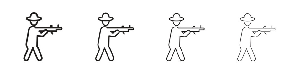 Hunter icons. editable stroke icon collection.