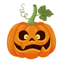 Halloween pumpkin, Jack o' lantern smiles. Hand drawn trendy flat style. Perfect for Halloween party invitation, greeting card, banner, stickers, poster. Spooky Jack. Vector illustration