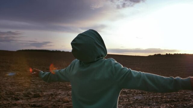 Golden Sunlight Reverie: Boy Absorbing the Warmth and Staring in Wonder at the Sky