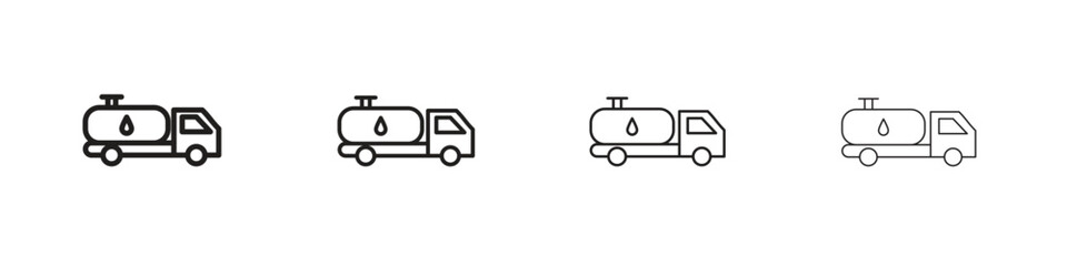 Fuel truck icons. editable stroke icon collection.