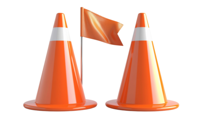 High-Resolution Boundary Cone PNG — Sports Field Marker Used in Cricket, Football, and Training Grounds, Isolated on Transparent Background