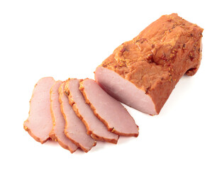Smoked ham isolated on a white background.