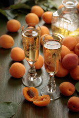 Apricot liquor with fresh fruits.