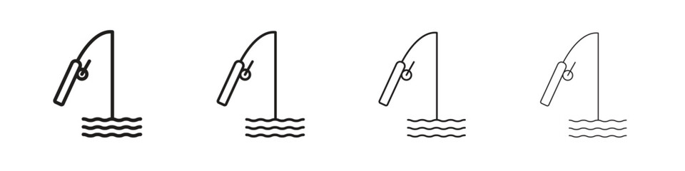 Fishing icons. editable stroke icon collection.