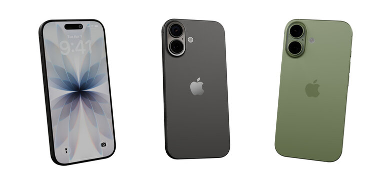 IPhone 17 Sage and IPhone 17 Black isolated on white