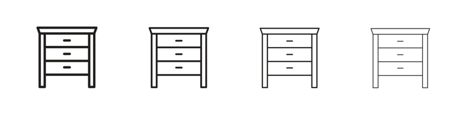 Dresser icons. editable stroke icon collection.