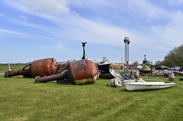 Items fished out of the sea by beachcombers, Maritime and Beachcomber Museum Flora, the world's largest museum of flotsam and jetsam, De Koog, Holland, Netherlands