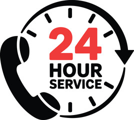 24 hour service icon symbol customer support availability icon communication business round