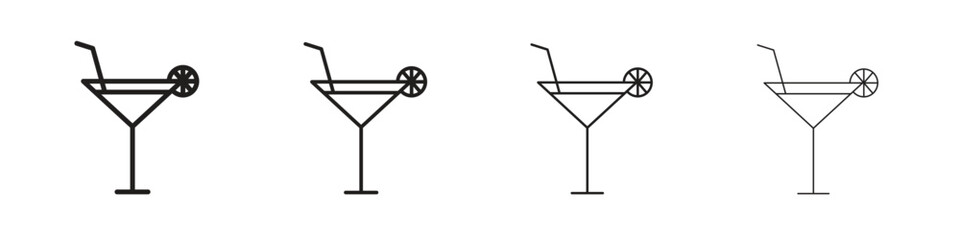 Cocktail icons. editable stroke icon collection.
