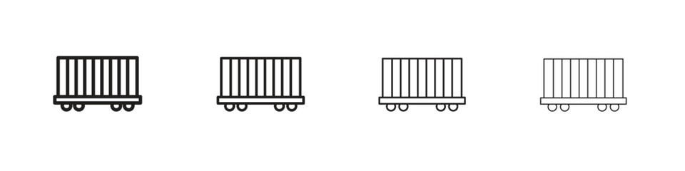 Cargo wagon icons. editable stroke icon collection.