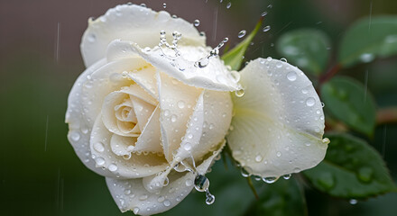 white rose with water drops