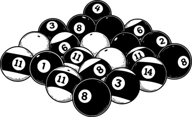 vector collection of billiard pool balls with numbers
