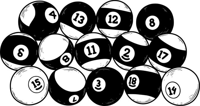 vector collection of billiard pool balls with numbers
