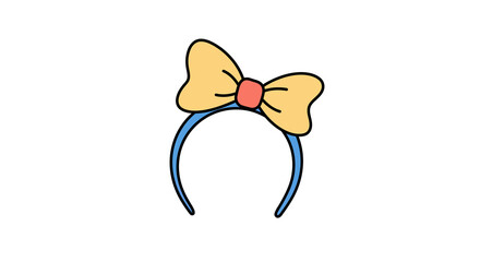 Cartoon Headband with Bow: Cute Hair Accessory Illustration.