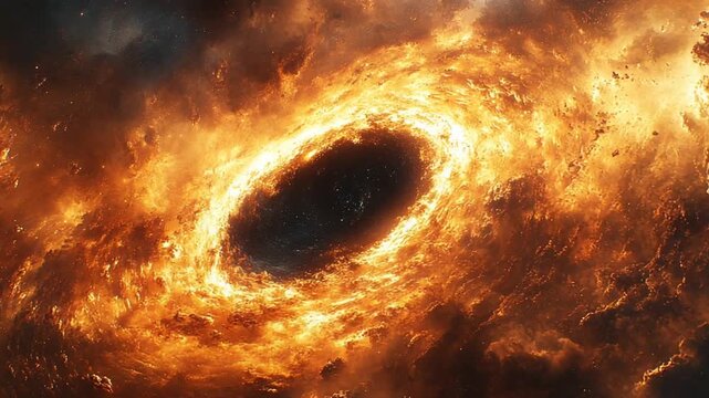 Fiery Cosmic Vortex - A Glimpse into the Heart of a Black Hole.