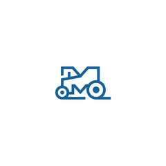 Tractor M letter, creative logo.