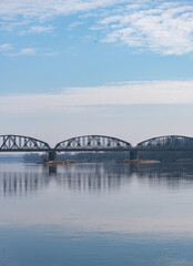 Steel railway bridge over the Vistula River in Toruń