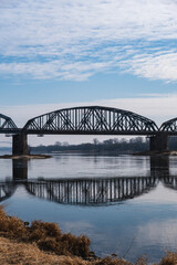 Obraz premium Steel railway bridge over the Vistula River in Toruń